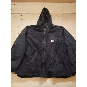Carhartt Jacket Boys Youth XL Fits Men XS Black Sherpa Lined Canvas Distressed